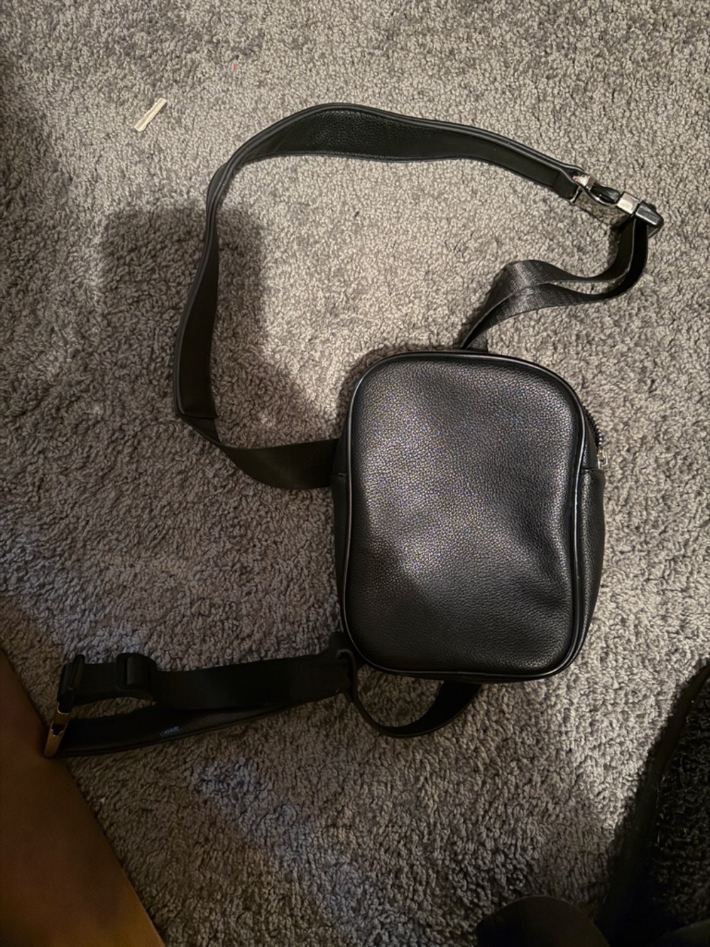 Women’s Black Leather waist bag with thigh strap